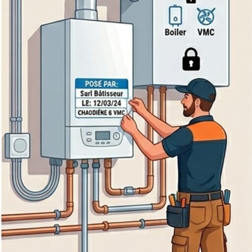 Boiler labelled by a heating engineer