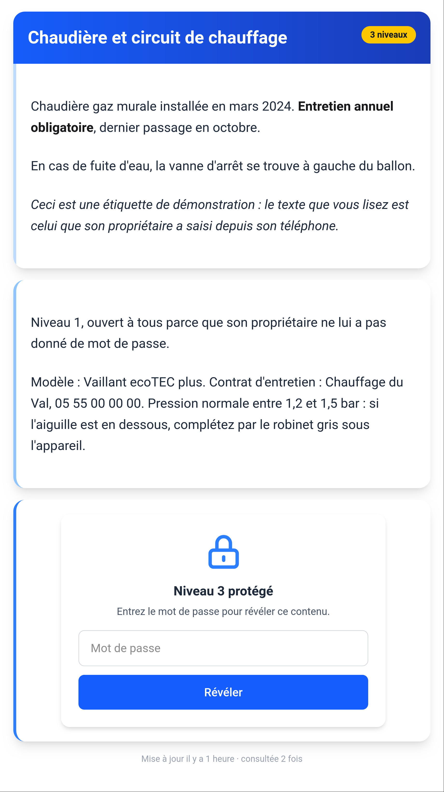 The customer area on a phone